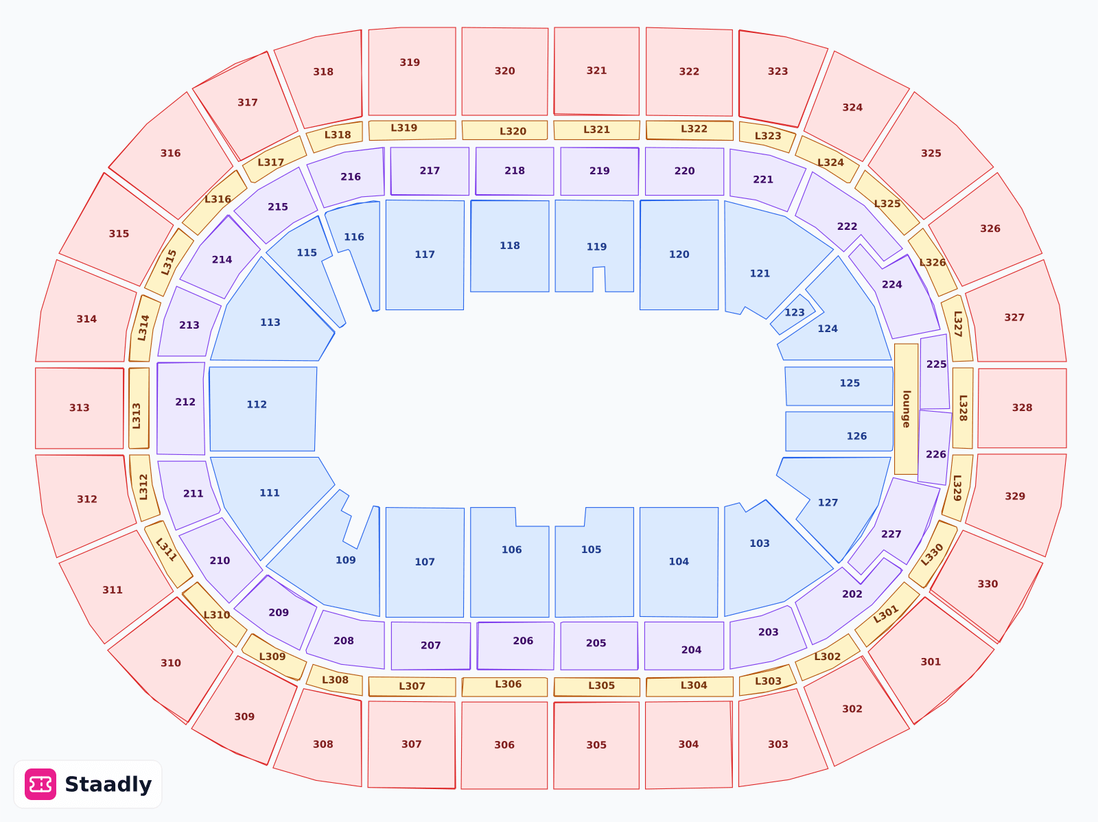 Canada Life Centre seat layout and seating plan — colored sections, stands and tiers (Winnipeg)