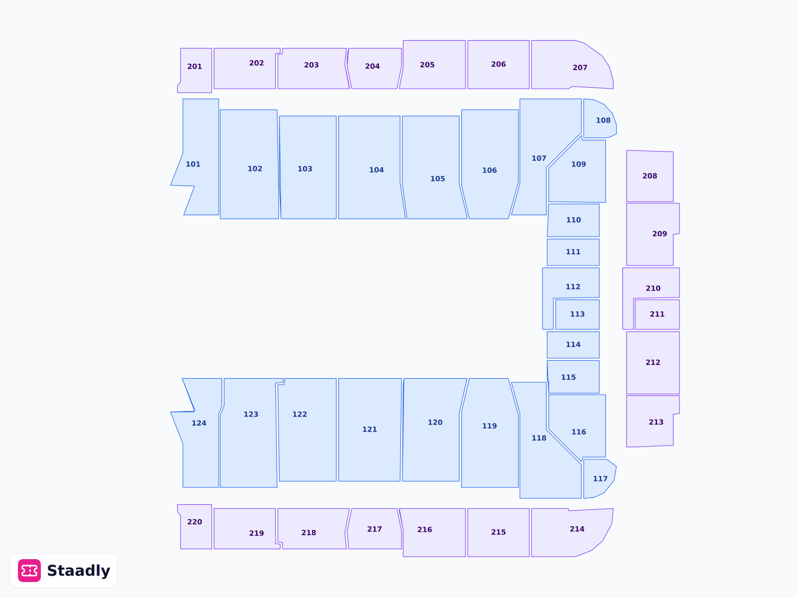 Cfg Arena seat layout and seating plan — colored sections, stands and tiers (Baltimore)