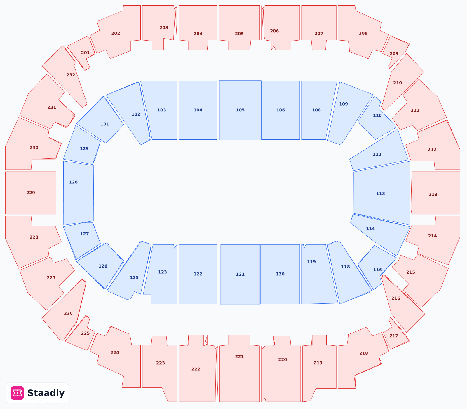 CHI Health Center Omaha seat layout and seating plan — colored sections, stands and tiers (Omaha)