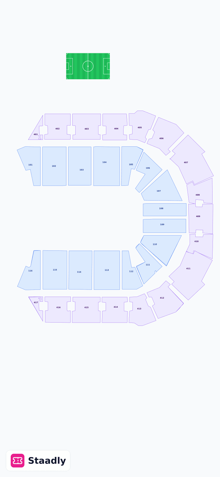 Coca-Cola Arena seat layout and seating plan — colored sections, stands and tiers (Dubai)