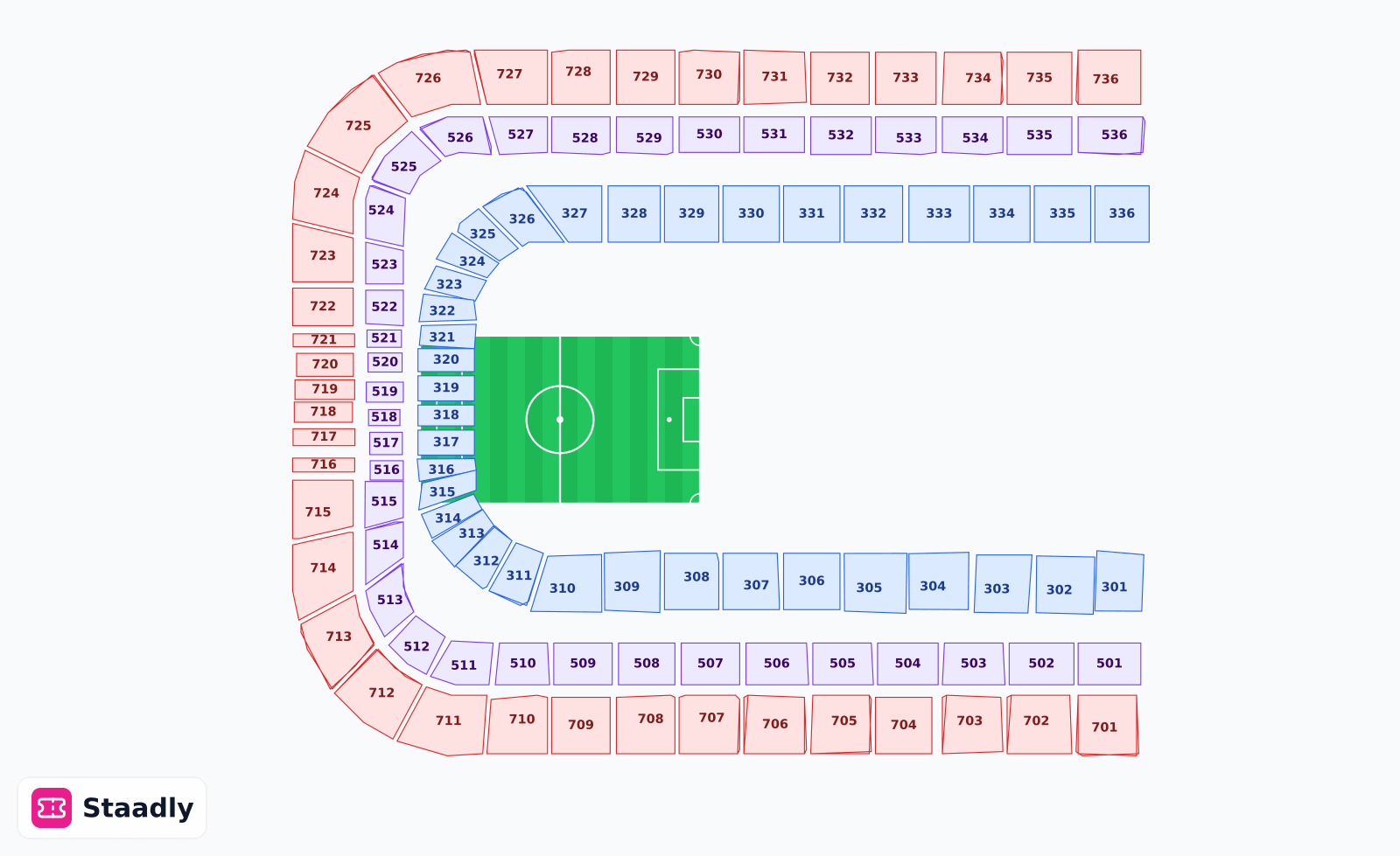 Croke Park seat layout and seating plan — colored sections, stands and tiers (Dublin)