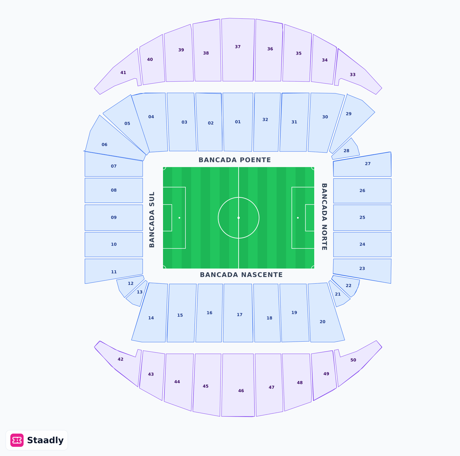 Estadio do Dragao seat layout and seating plan — colored sections, stands and tiers (Porto)