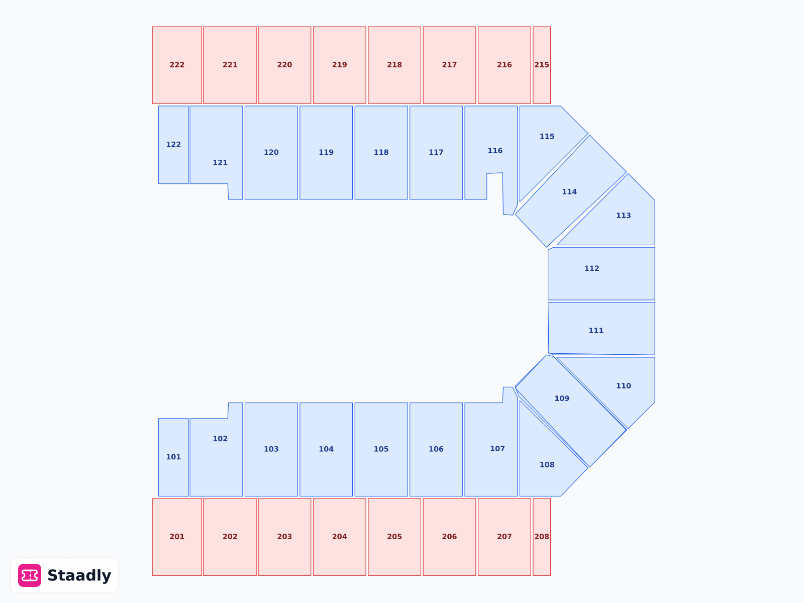 Ford Wyoming Center seat layout and seating plan — colored sections, stands and tiers (Casper)