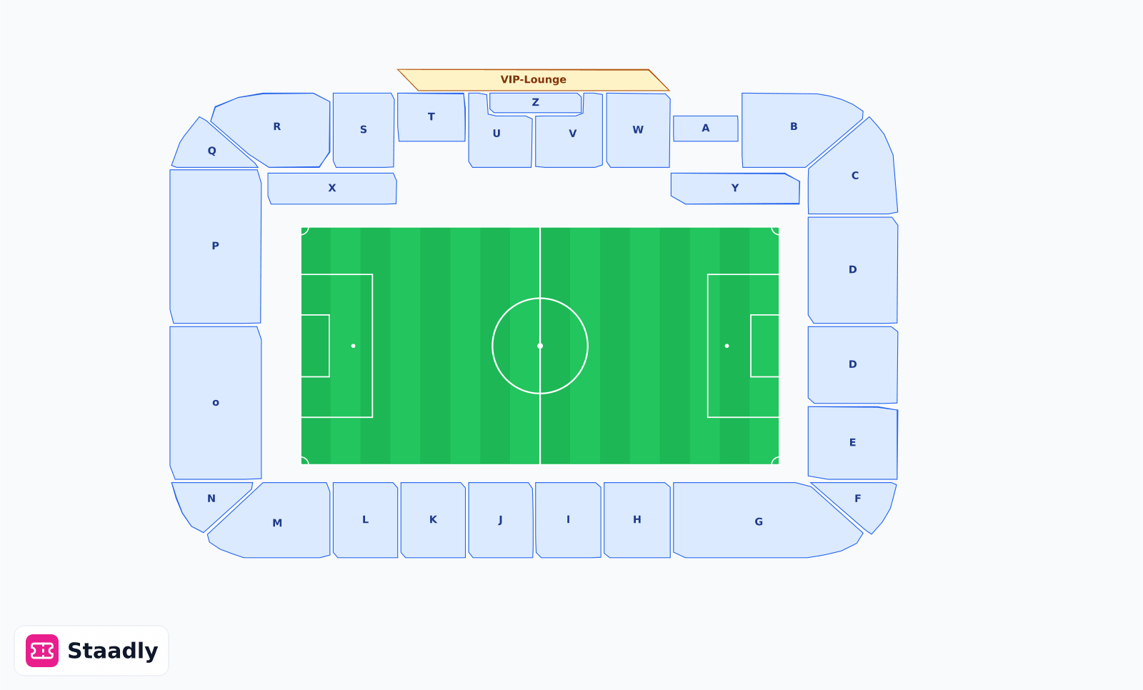 Home Deluxe Arena seat layout and seating plan — colored sections, stands and tiers (Paderborn)