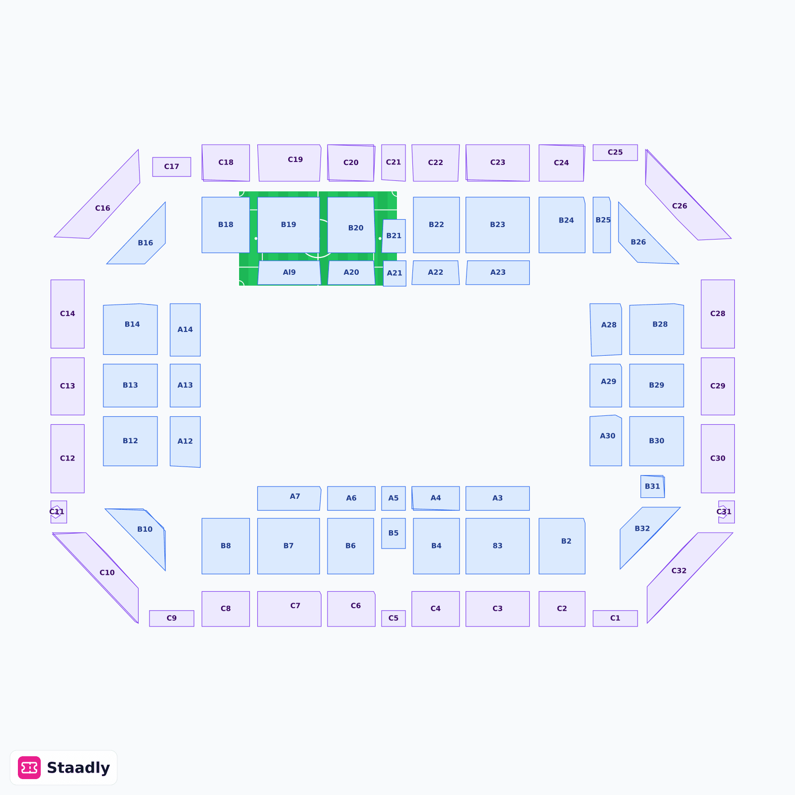 Mediolanum Forum seat layout and seating plan — colored sections, stands and tiers (Milan)