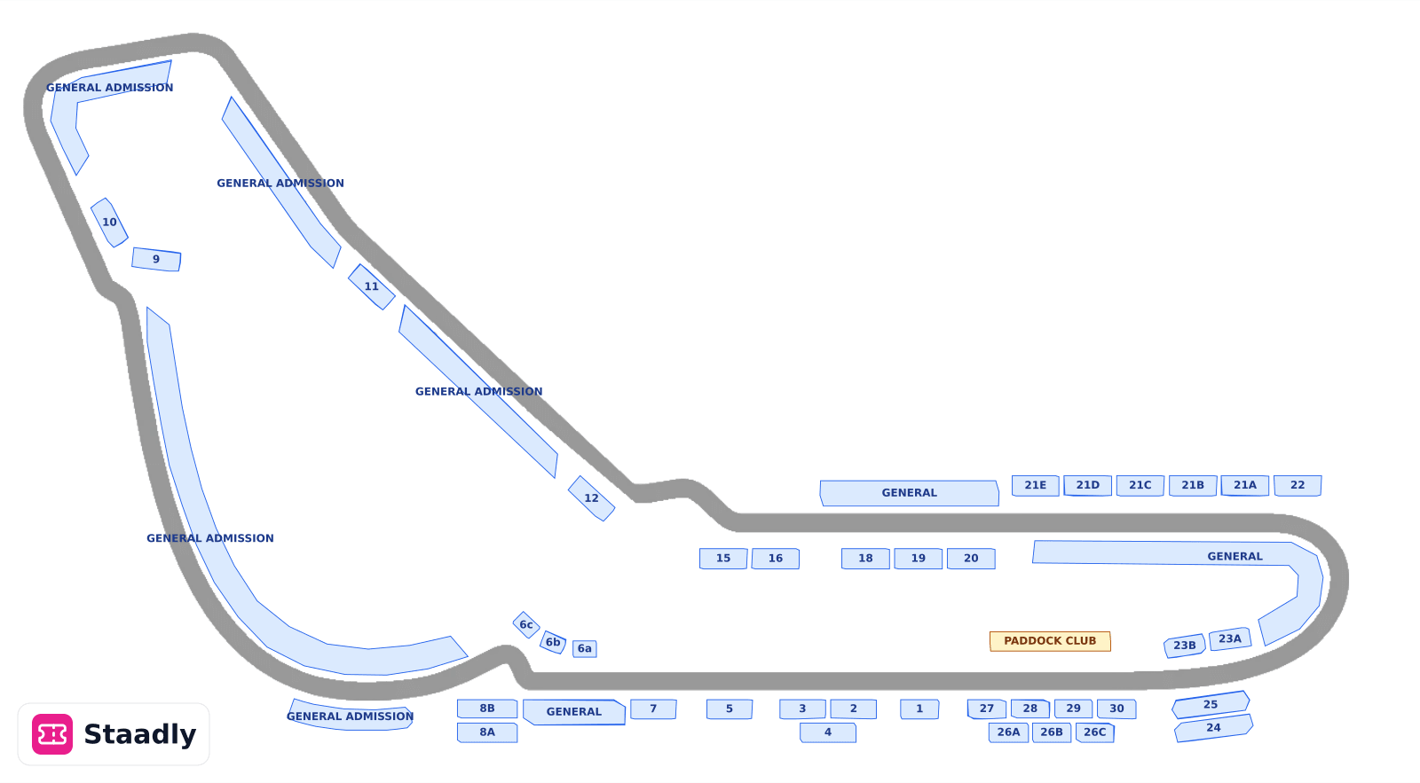 Monza seat layout and seating plan — colored sections, stands and tiers (Monza)