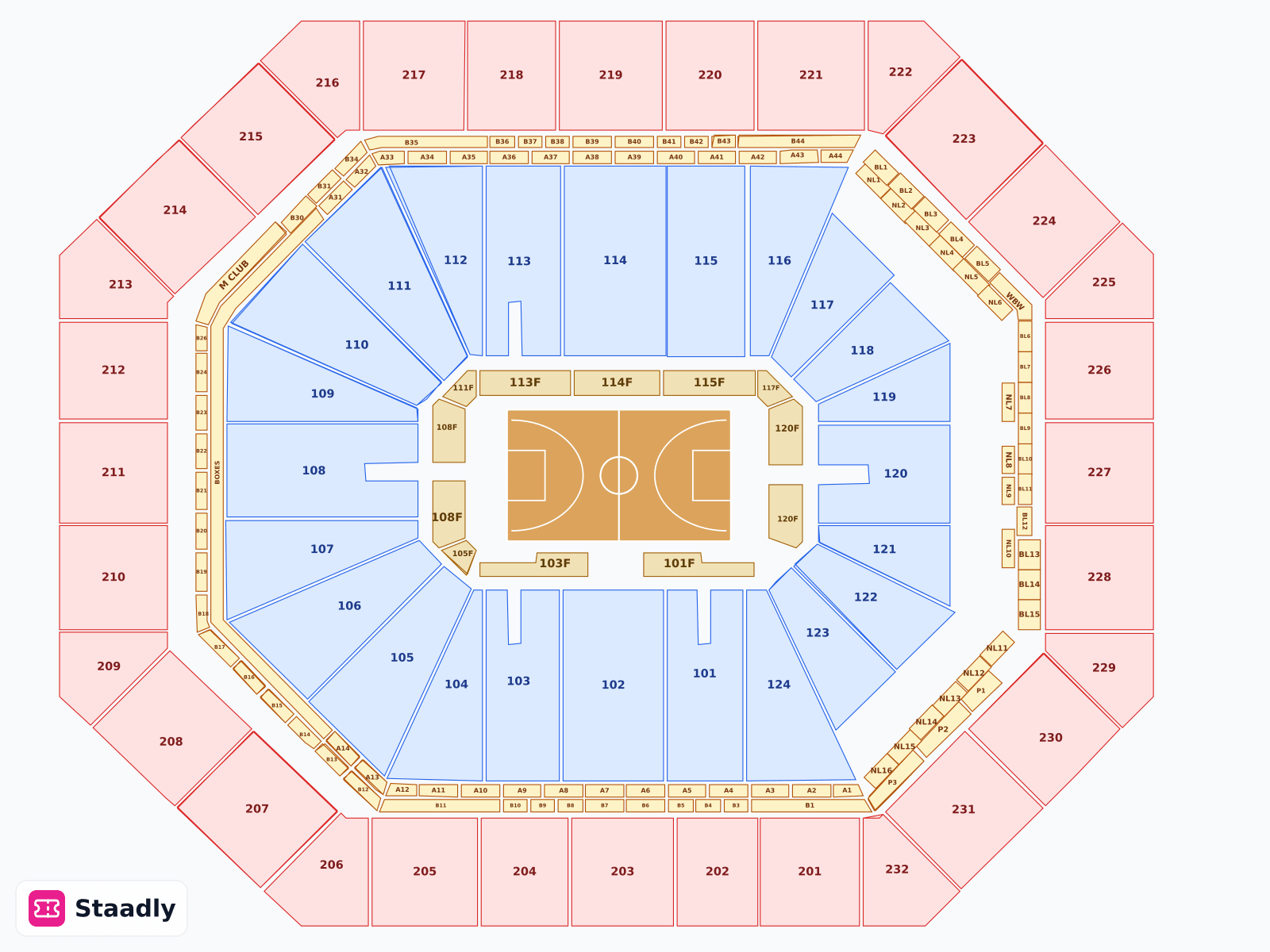 Mortgage Matchup Center seat layout and seating plan — colored sections, stands and tiers (Pheonix)