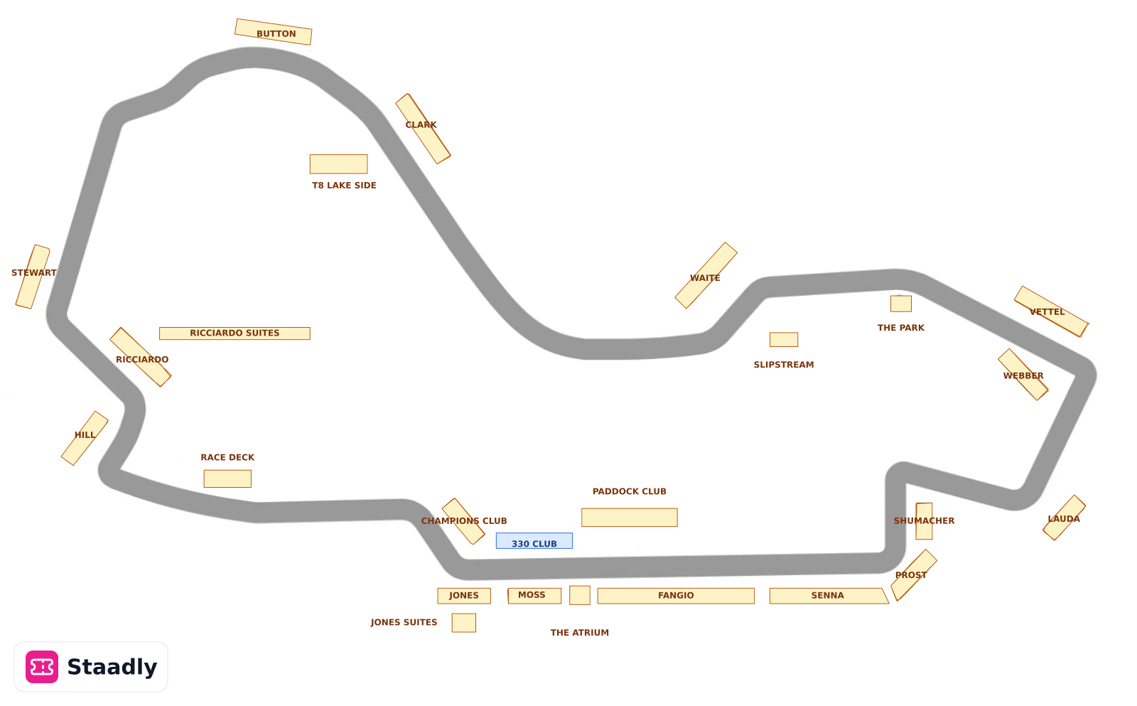 New Venue seat layout and seating plan — colored sections, stands and tiers ()