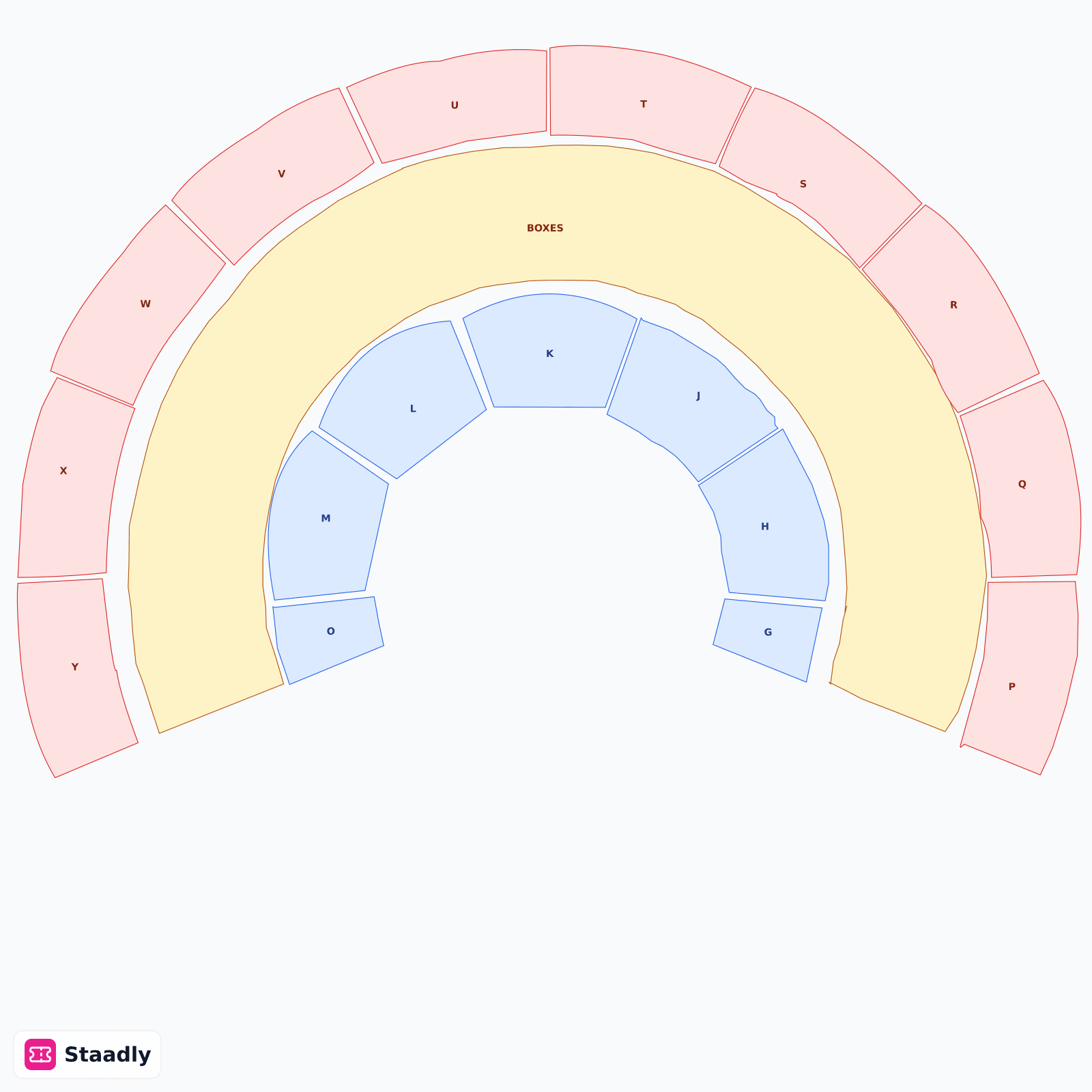Royal Albert Hall seat layout and seating plan — colored sections, stands and tiers (London)