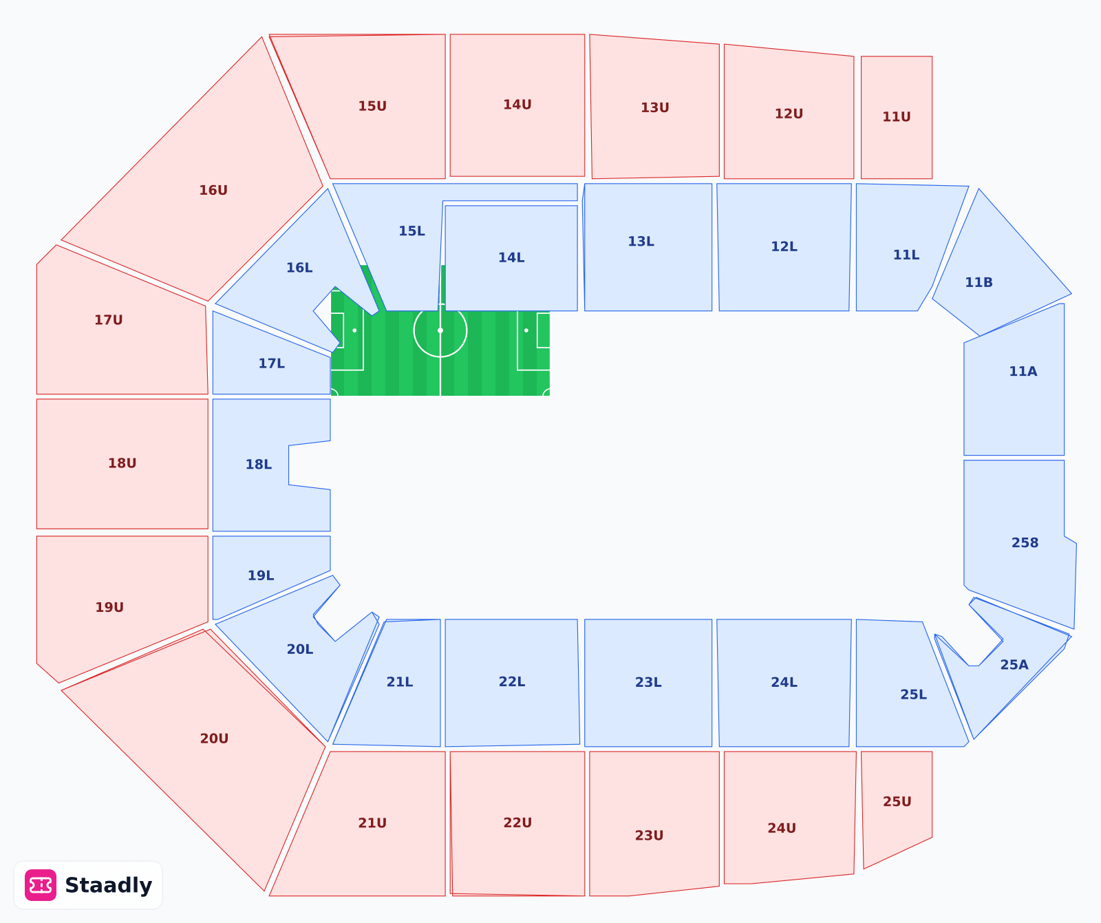 Spark Arena seat layout and seating plan — colored sections, stands and tiers (Auckland)
