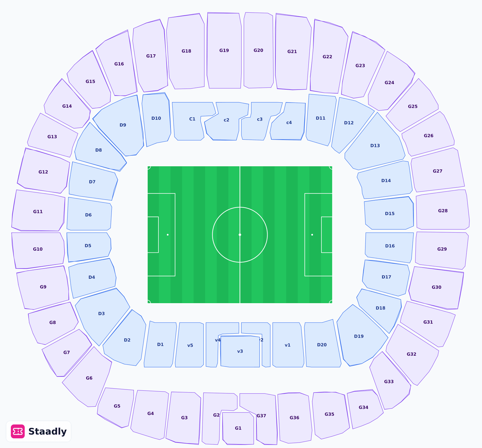 Stadion Narodowy PGE Narodowy seat layout and seating plan — colored sections, stands and tiers (Warsaw)