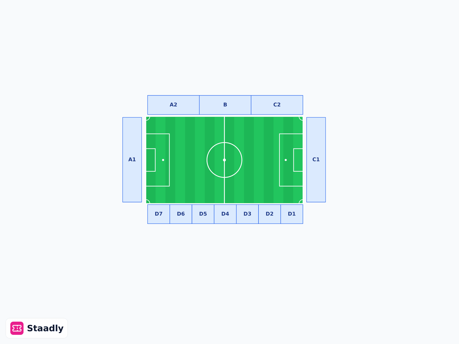 Ursapharm-Arena an der Kaiserlinde seat layout and seating plan — colored sections, stands and tiers (Spiesen-Elversberg)