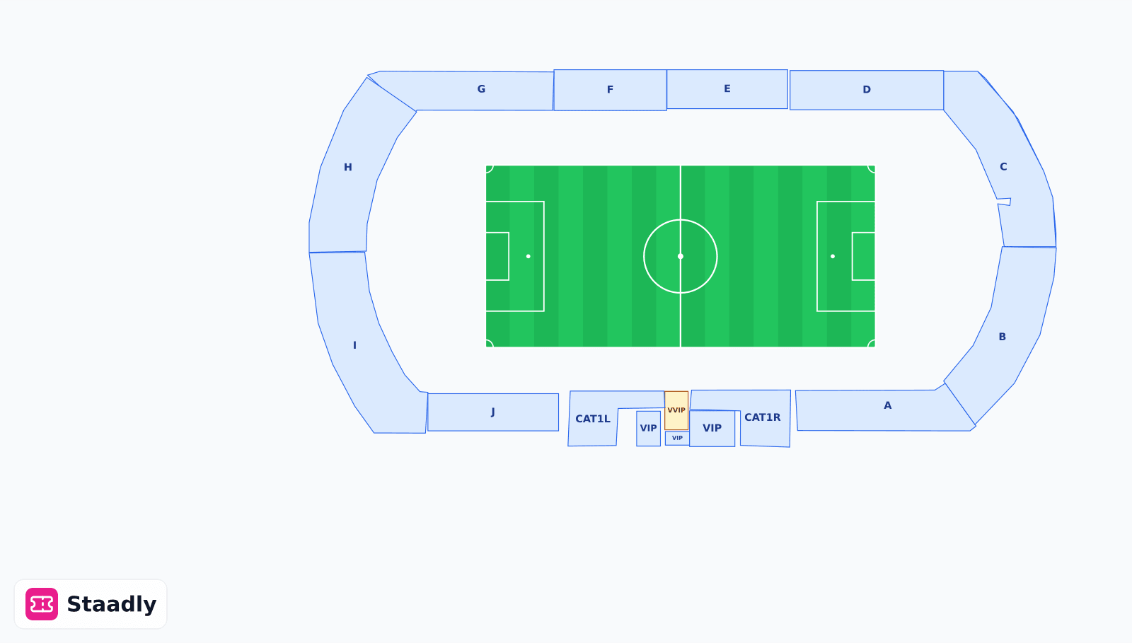 Zabeel Stadium seat layout and seating plan — colored sections, stands and tiers (Dubai)