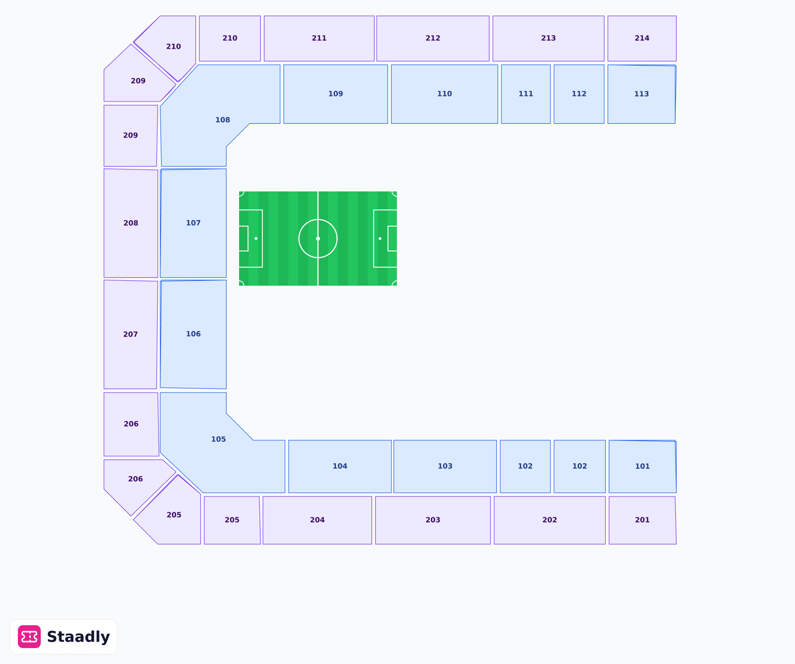 Ziggo Dome seat layout and seating plan — colored sections, stands and tiers (Amsterdam)